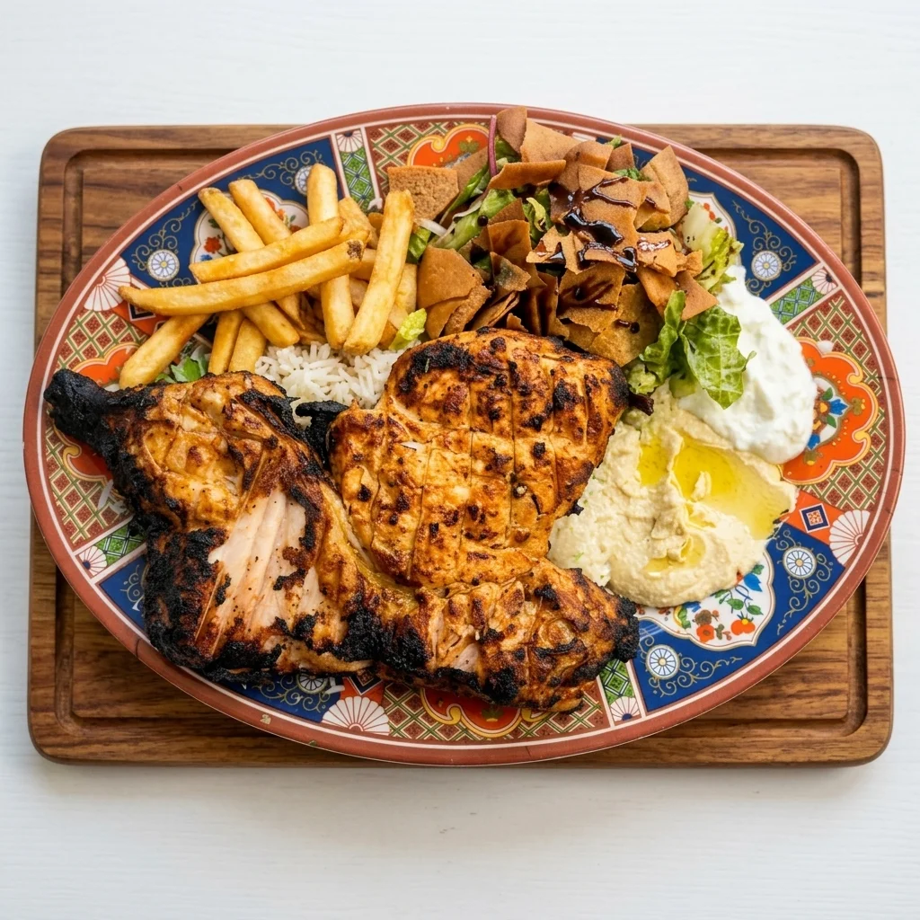 Charbroiled shish tawook chicken platter with rice and garlic sauce at 137 Ave Mediterranean Cuisine in Castle Downs, Edmonton