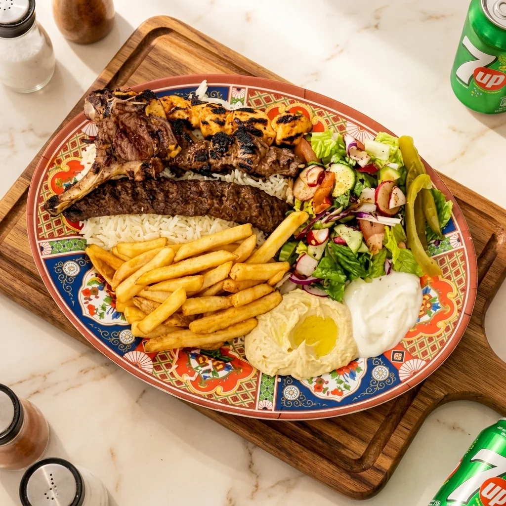 Mixed grill and charbroiled kebab platter at 137 Ave Mediterranean Cuisine, Edmonton